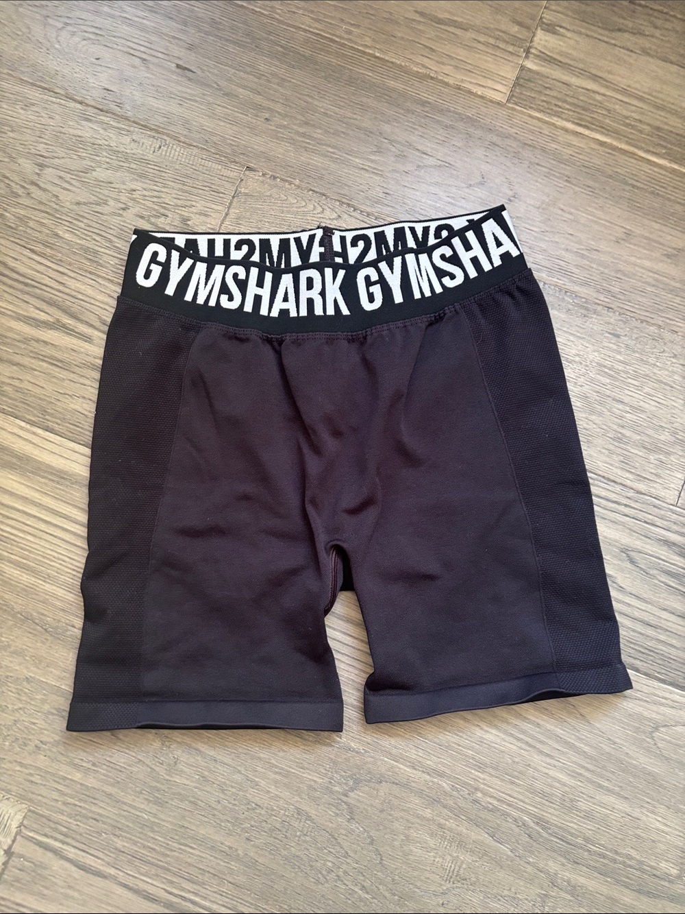 Gymshark | Black Biker Flex Shorts with White Logo Waistband Size Medium